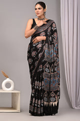 Pure Ajrakh Print Modal Silk Saree