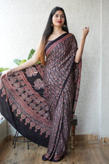 Pure Ajrakh Print Modal Silk Saree