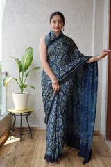 Pure Ajrakh Print Modal Silk Saree